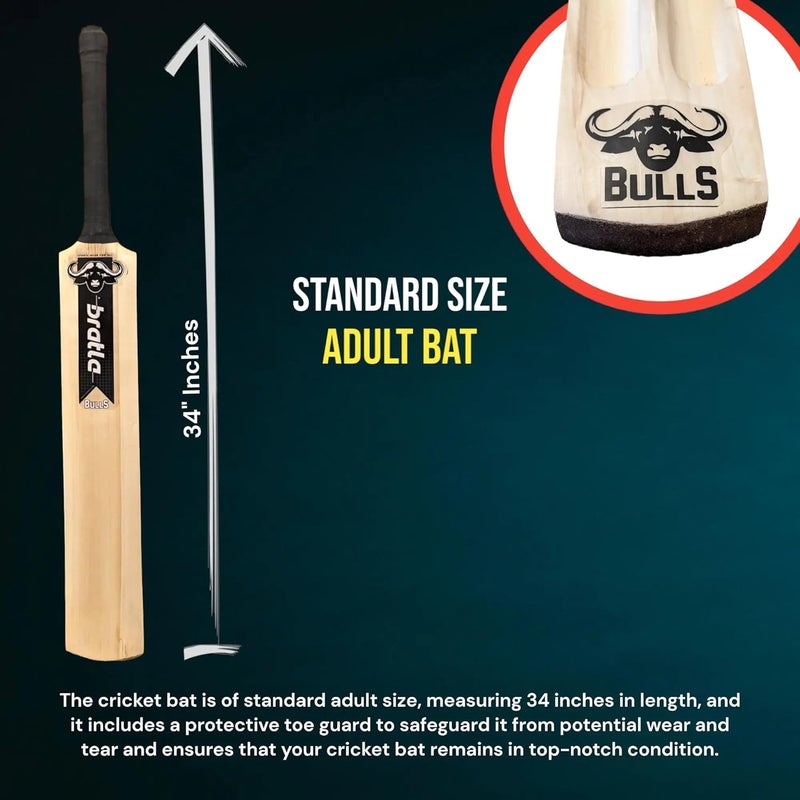 Bratla Bulls Kashmir Willow Cricket Bat for Hard Tennis Ball Scoop Design Bat - Adult Size, Lightweight Wooden Soft Tapeball Cricket Bat - Image 5